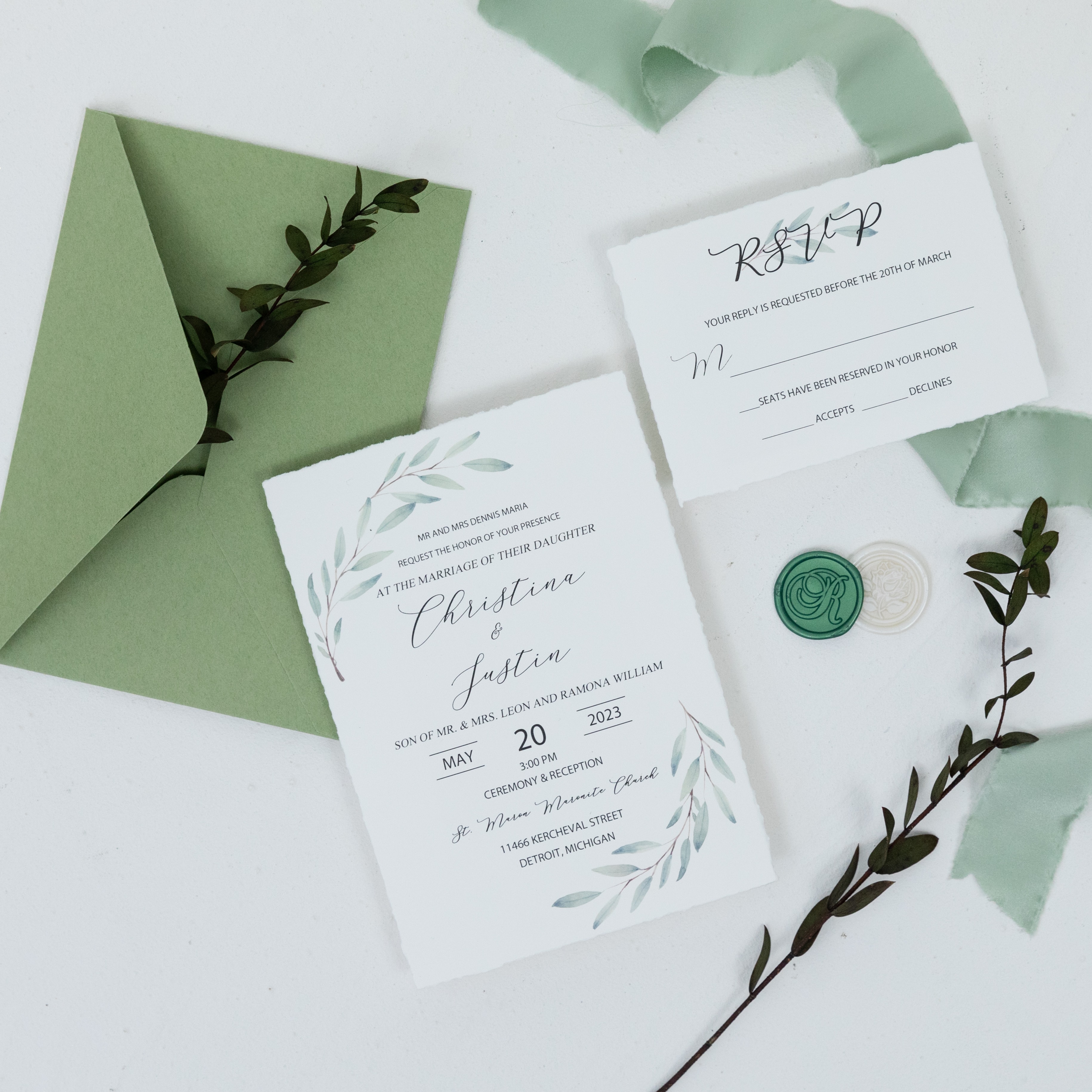 Wedding invitation design W105 by EM's Graphic Studio